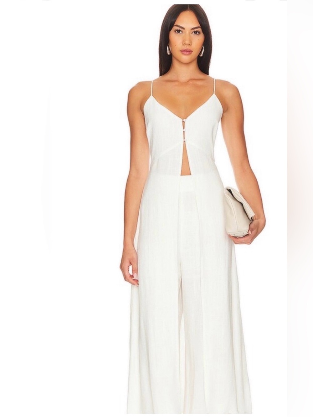 Line & Dot Cream Duster and High Waist Set